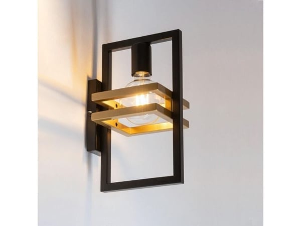 Sigma metall vegglampe rektangulær Merci, ramme sort/gull