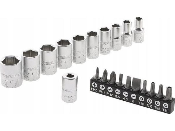 Stanley ST. med skralle 1/4" 120 deler med sokler og bits