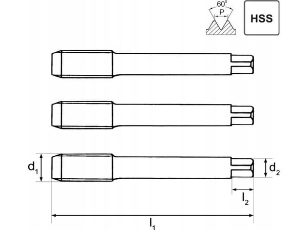 ARTPOL komplett sett med håndgjengeverktøy M 8x1,25 mm 3 stk