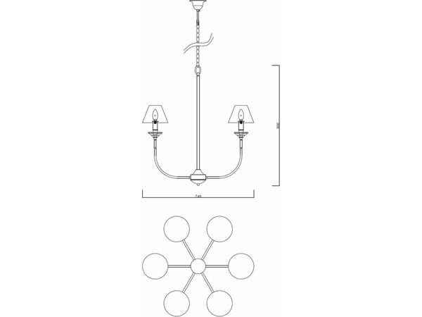 Light Prestige hengelampe Glamour hengende lampe LP-979/6P lysekrone på kjede svart
