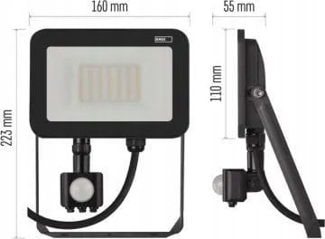 LED-utvendig lys Emos Profi PIR ZS2732 30W 3300 lm 4000K IP65 bevegelsessensor PIR svart