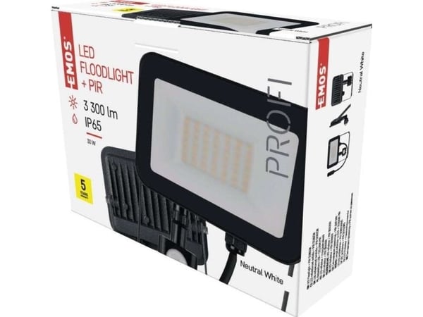 Emos LED-spotlight Profi PIR ZS2732 30 W 3300 lm 4000K IP65 bevegelsessensor PIR svart