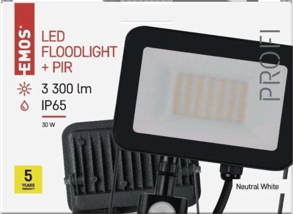 Emos LED-spotlight Profi PIR ZS2732 30 W 3300 lm 4000K IP65 bevegelsessensor PIR svart