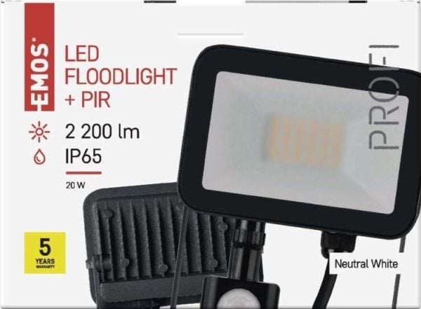 Emos LED flomlys Emos Profi PIR ZS2722 20W 2200lm 4000K IP65 bevegelsessensor PIR svart