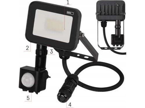 Emos LED flomlys Emos Profi PIR ZS2722 20W 2200lm 4000K IP65 bevegelsessensor PIR svart