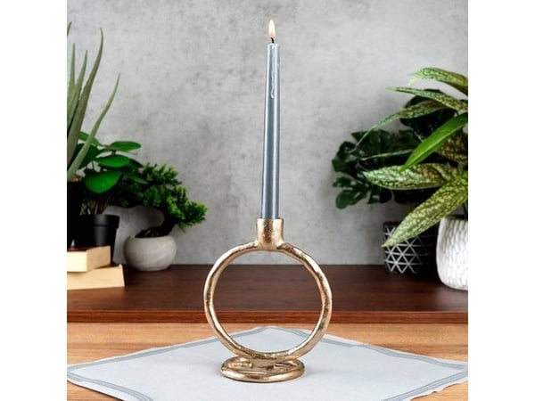 Home Styling Collection ljusstake för långt ljus i aluminium guld 19 cm