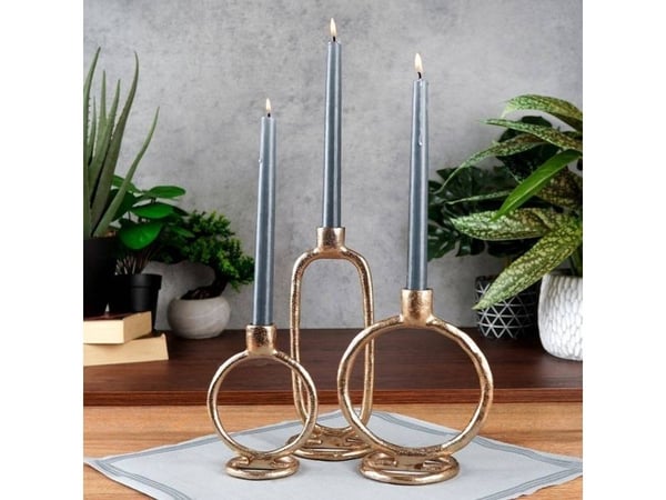 Home Styling Collection Gull lysestake i aluminium for et langt lys, 24 cm
