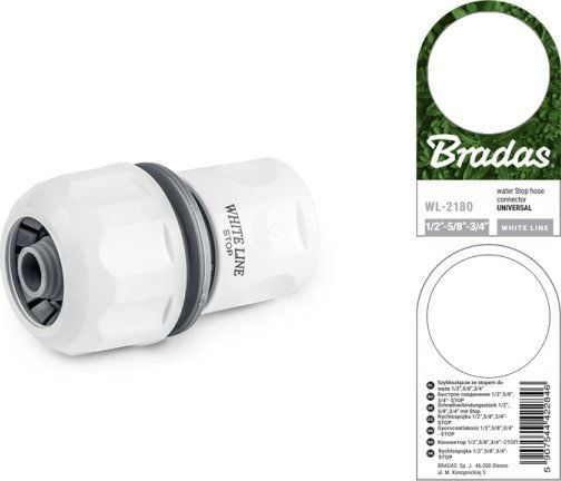 BRADAS hurtigkoblinger universelle 1/2", 5/8", 3/4" STOP / WHITE LINE