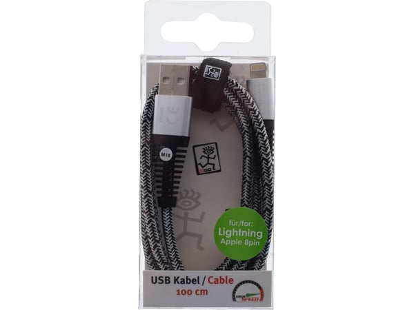 Kaapeli USB 2GO 2GO USB datakaapeli - hopea - 100cm Applen 8-napaiselle tietokoneelle