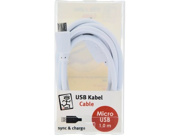 2GO 795202, 1 m, USB B, Micro-USB B, Valkoinen