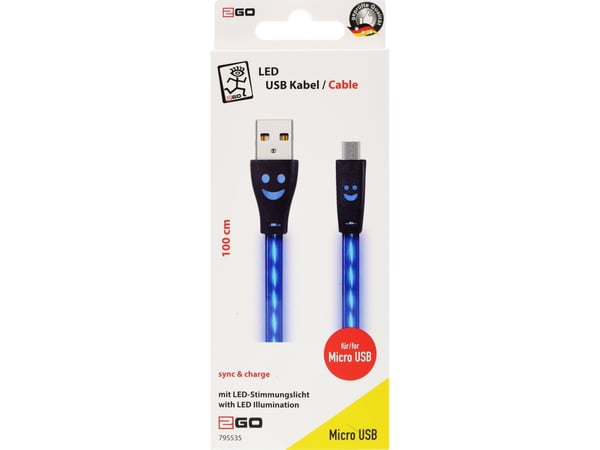 2GO 795535, 1 m, USB B, Micro-USB B, Blå