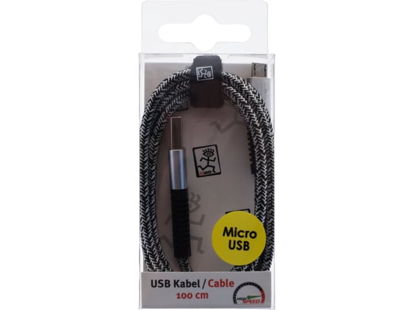 Kaapeli USB 2GO 2GO USB-latauskaapeli - hopea - 100cm Micro-USB:lle