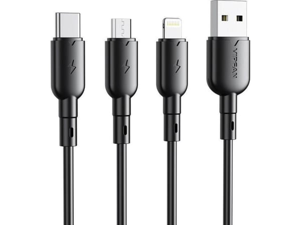 USB-kabel Vipfan USB-A til microUSB 1 m svart (X11MK-black)