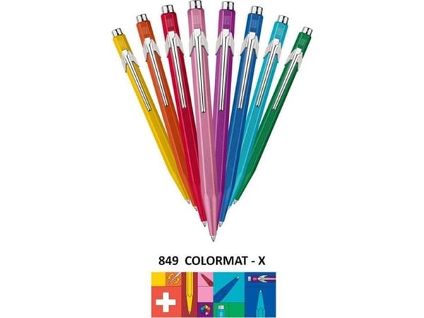 CARAN D'ACHE trykkblyant? (kuglepen) 849 Colormat-X, turkis strek: M, blå strekfarge, sekskantet skaft - 1 stk (849.181)