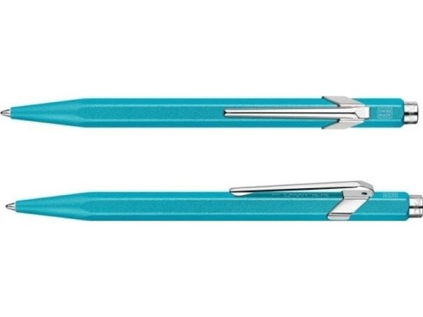 CARAN D'ACHE trykkblyant? (kuglepen) 849 Colormat-X, turkis strek: M, blå strekfarge, sekskantet skaft - 1 stk (849.181)