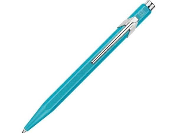 CARAN D'ACHE trykkblyant? (kuglepen) 849 Colormat-X, turkis strek: M, blå strekfarge, sekskantet skaft - 1 stk (849.181)