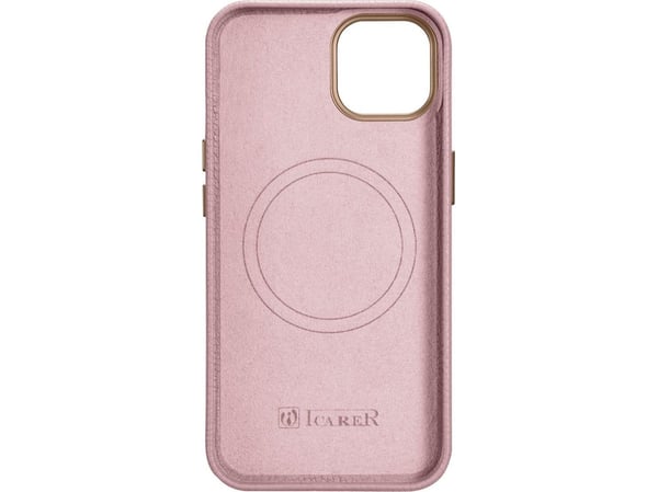 iCarer iCarer Litchi Premium Nahkakotelo iPhone 14 Plus magneettinen nahkakotelo MagSafe vaaleanpunainen (WMI14220711-PK)