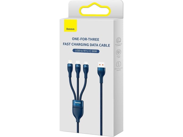 Baseus SUP0003353, 1,2 m, USB A, USB C/Micro USB-A/Lightning, USB 3.2 Gen 1 (3.1 Gen 1), Blå