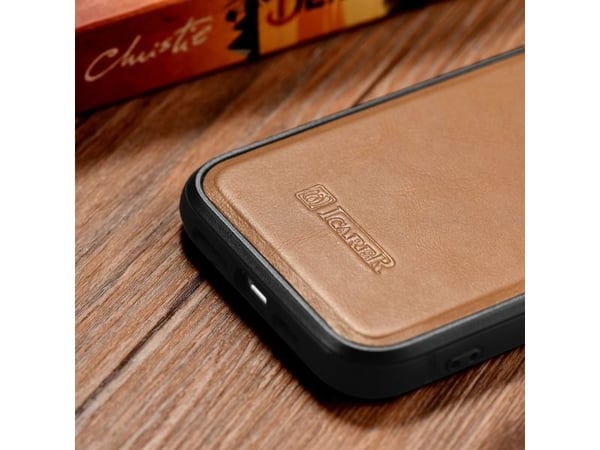 iCarer iCarer Leather Oil Wax luonnonnahalla päällystetty kotelo iPhone 14 Plus -puhelimelle (MagSafe-yhteensopiva) ruskea (WMI14220719-TN)