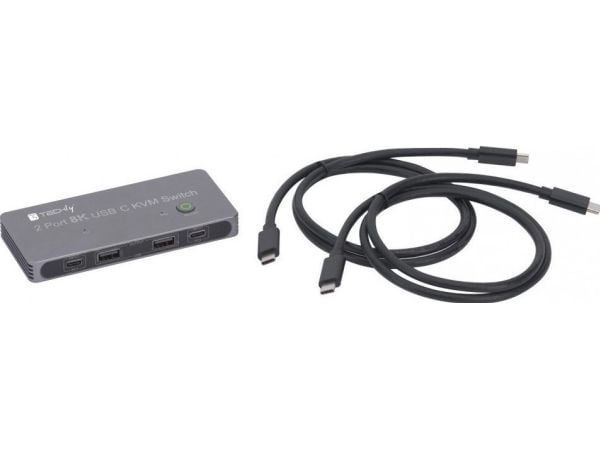 Techly TECHLY KVM USB-C Switch 8K DisplayPort 1.4 2xUSB-C 3xUSB 2.0 (365528) - 46280610