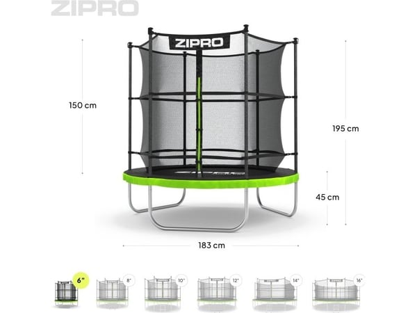 Zipro Jump Pro trampoliini 6FT 183 cm, sisäverkko, max. käyttäjäpaino 100 kg