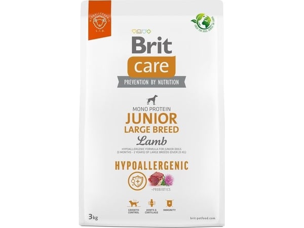 Brit tørrfôr til hund Care Dog Hypoallergenic Junior Large Lam 3 kg