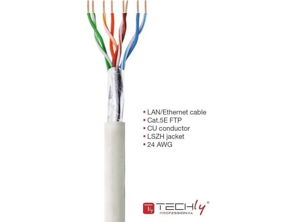 Techly ITP-C5F-305-RIS, 305 m, Cat5e, F/UTP (FTP), harmaa