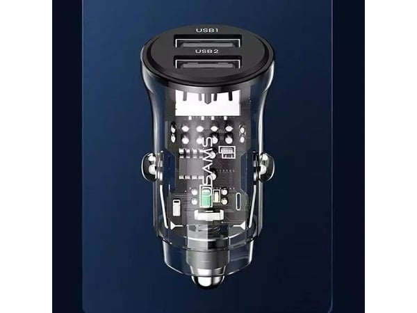 USAMS bil­lader USAMS C31 3A 2xUSB-A Fast Charge svart CC162CC01