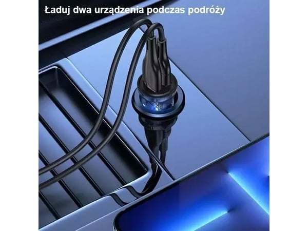 USAMS bil­lader USAMS C31 3A 2xUSB-A Fast Charge svart CC162CC01