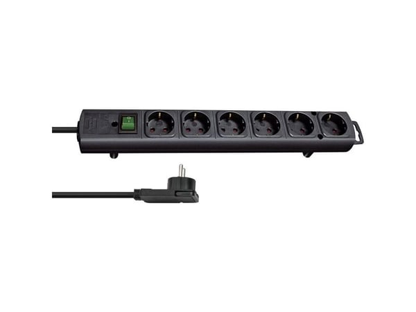 Brennenstuhl 1153300100, 2 m, Sisätila, Musta, 6 AC-pistorasia(a), 420 mm, Musta