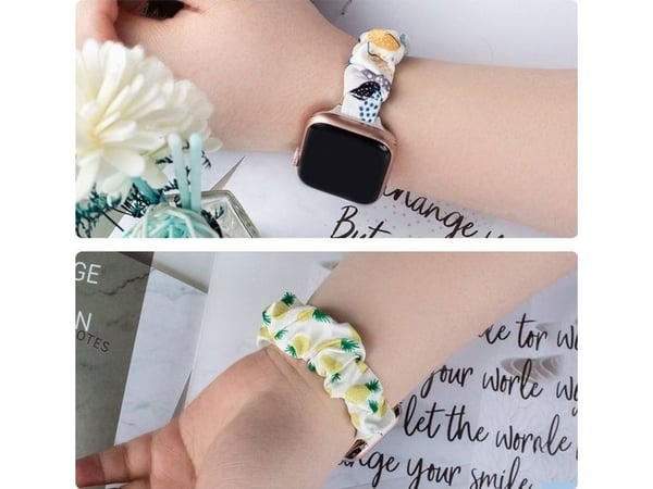Hurtel rem i materiale til Watch 7 / 6 / 5 / 4 / 3 / 2 / SE (41/40/38 mm) armbånd på elastikk ananas
