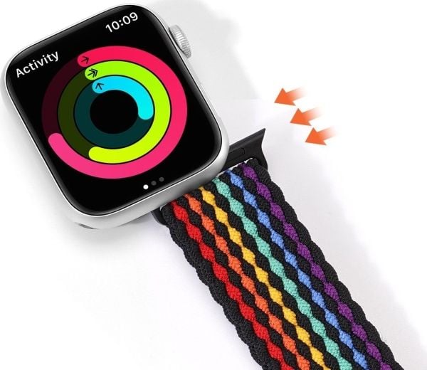 Dux Ducis rem (Mixture II) til Apple Watch SE, 9/8/7/6/5/4/3/2/1 (41/40/38 mm) vevd rem med mørke striper