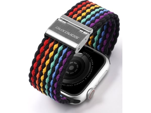 Dux Ducis rem (Mixture II) til Apple Watch SE, 9/8/7/6/5/4/3/2/1 (41/40/38 mm) vevd rem med mørke striper
