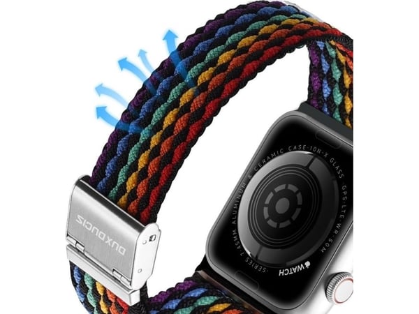 Dux Ducis rem (Mixture II) til Apple Watch SE, 9/8/7/6/5/4/3/2/1 (41/40/38 mm) vevd rem med mørke striper