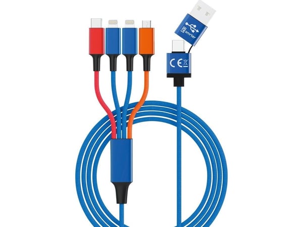 USB-kabel Smrter USB-A + USB-C - USB-C + microUSB + 2x Lightning 1,2 m blå (SMRTER_ELITE_L_MIX)