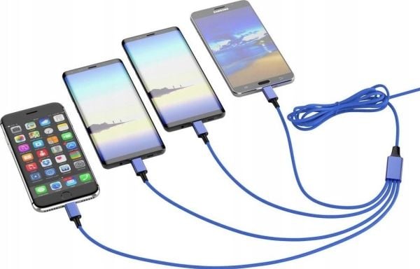 USB-kabel Smrter USB-A + USB-C – 2x USB-C + Lightning + microUSB 1,2 m mørkeblå (SMRTER_ELITE_C_NB)