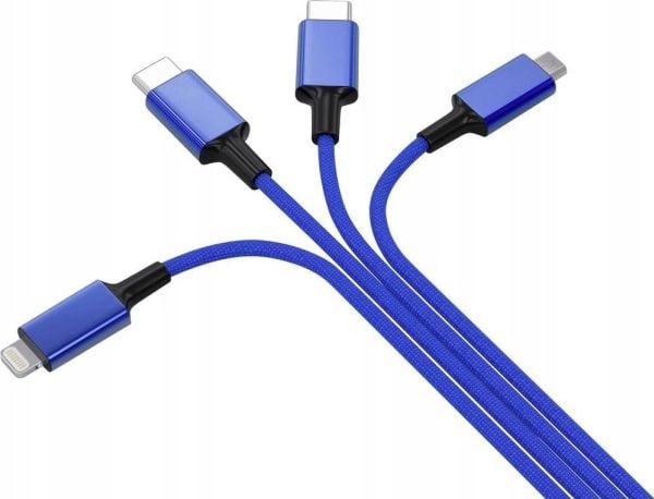 USB-kabel Smrter USB-A + USB-C – 2x USB-C + Lightning + microUSB 1,2 m mørkeblå (SMRTER_ELITE_C_NB)