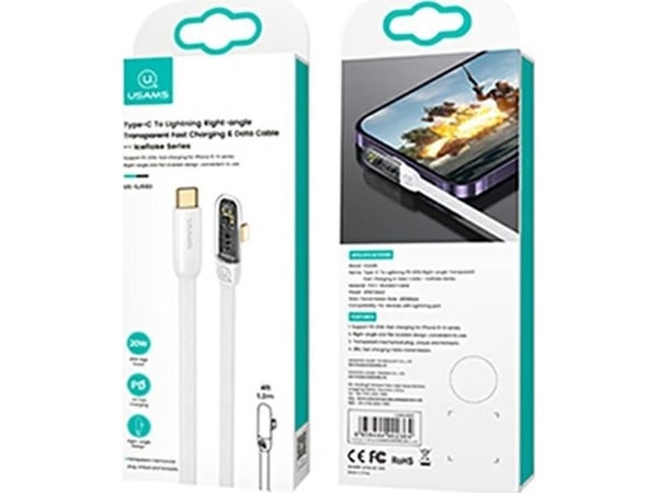 USB-kabel Usams USB-C - USB-C 1,2 m vit (USA890)