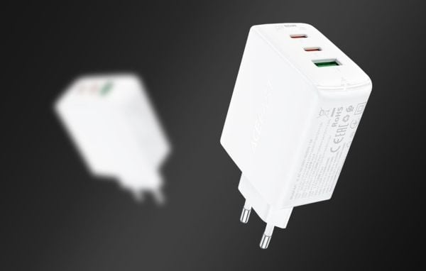 Acefast-lader Acefast A41 vegglader, 2x USB-C + USB, GaN 65W (hvit)