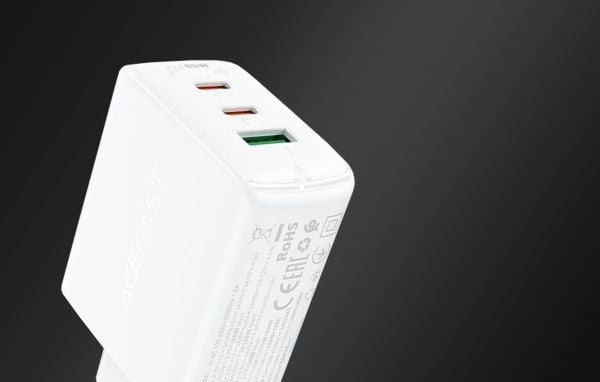 Acefast-lader Acefast A41 vegglader, 2x USB-C + USB, GaN 65W (hvit)