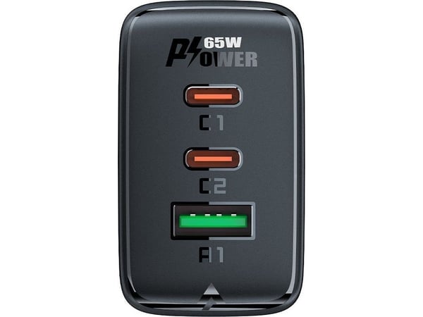 Acefast lader Acefast A41 vegglader, 2x USB-C + USB, GaN 65W (svart)