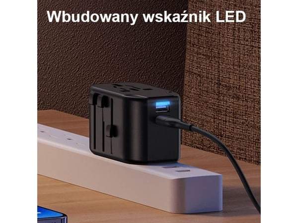 USAMS nettlader 2xUSB T55 12W universell 4-i-1 US/AU/EU/UK svart CC173TC01 (US-CC173)