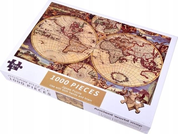 Jokomisiada Puzzle antiikki vanha SWIATA KARTTA 1000 palaa ZA3963