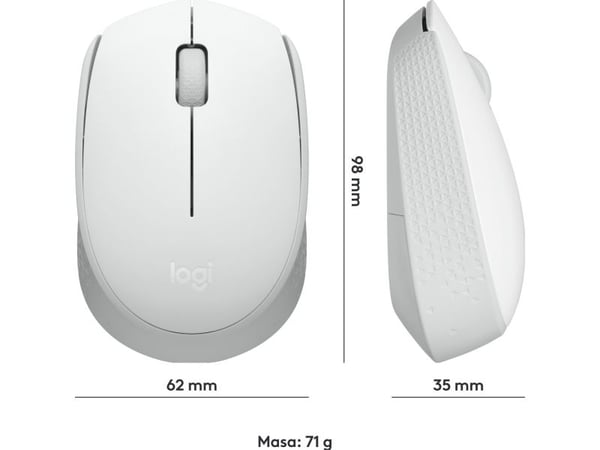 Logitech M171 - Mus - høyre- og venstrehendt - trådløs - 2,4 GHz - trådløs mottaker (USB) - Off-White