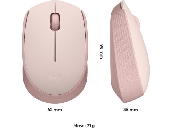 Logitech M171 - Mus - høyre- og venstrehendt - trådløs - 2,4 GHz - trådløs mottaker (USB) - Rose
