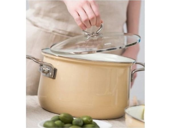 Riess høy gryte med lokk 6,5 l 24 cm Avorio