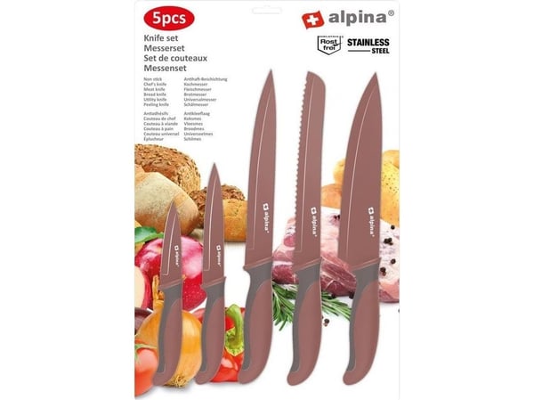 Alpina - knivsett i rustfritt stål (bordrød)