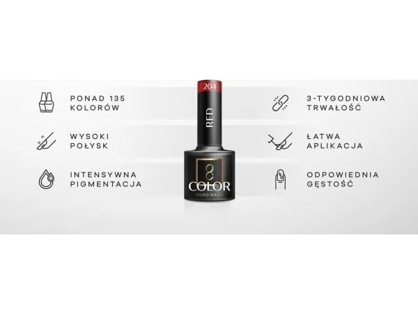 Activeshop OCHO NAILS hybridlakk rød 211, -5 g