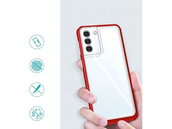 Klar 3-i-1 dekselet til Samsung Galaxy S23 - silikoncover med ramme - rød