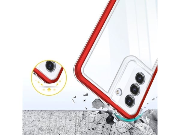 Klar 3-i-1 dekselet til Samsung Galaxy S23 - silikoncover med ramme - rød